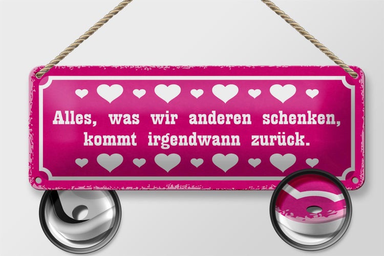 Blechschild Spruch 27x10cm alles kommt irgendwann zurück Dekoration