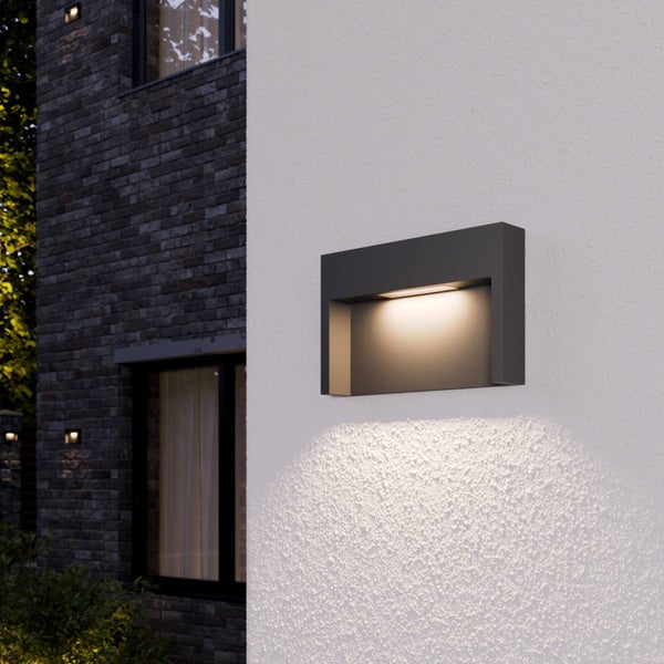 Lucande LED Wandleuchte außen Mitja (Modern) in Schwarz aus Aluminium (1 flammig, ) - Außenwandleuchten Wandlampe Led Außenlampe Outdoor für Außenwand/Hauswand Haus Terrasse &