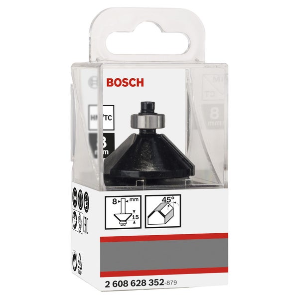 Bosch Fasefräser, 8 mm, B 11 mm, L 15 mm, G 56 mm, 45° - 2608628352