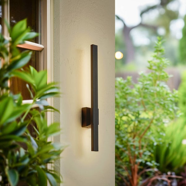 Lindby LED Wandleuchte außen Sakari (spritzwassergeschützt (Modern) in Schwarz aus Aluminium (1 flammig, ) - Außenwandleuchten Wandlampe Led Außenlampe Outdoor für Außenwand/Hauswand