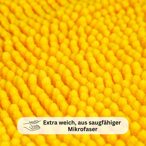 Nahaufnahme der extra weichen und saugfähigen Mikrofaser-Struktur.