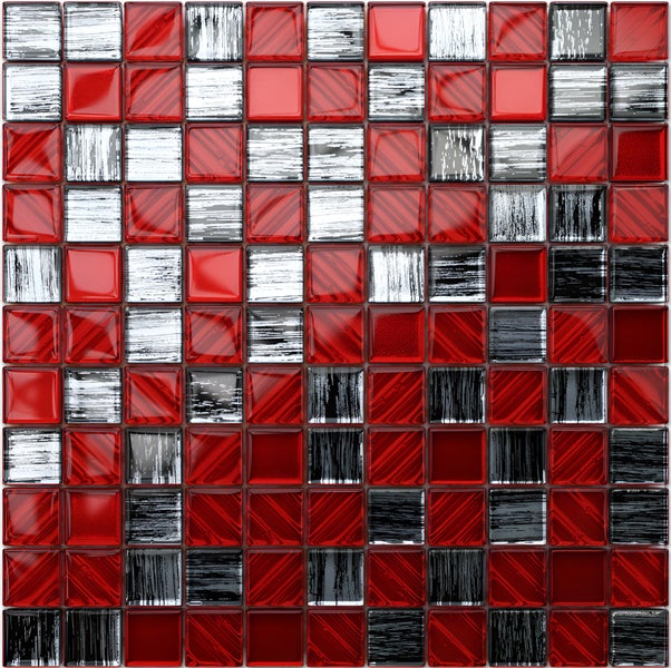 Glasmosaik auf Netz für Bad und Küche 30cm x 30cm  - Red Jeans
