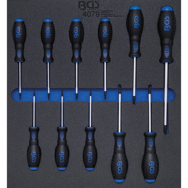 BGS Werkstattwageneinlage 2/3: Schraubendreher T-Profil (für Torx) T6 - T40 11tlg. - 4079