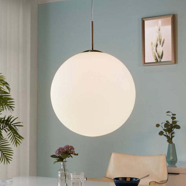 Lindby Pendelleuchte Marike (Modern) in Weiß aus Glas (1 flammig, E27) - Hängelampe Esstischlampe Hängeleuchte Wohnzimmerleuchte