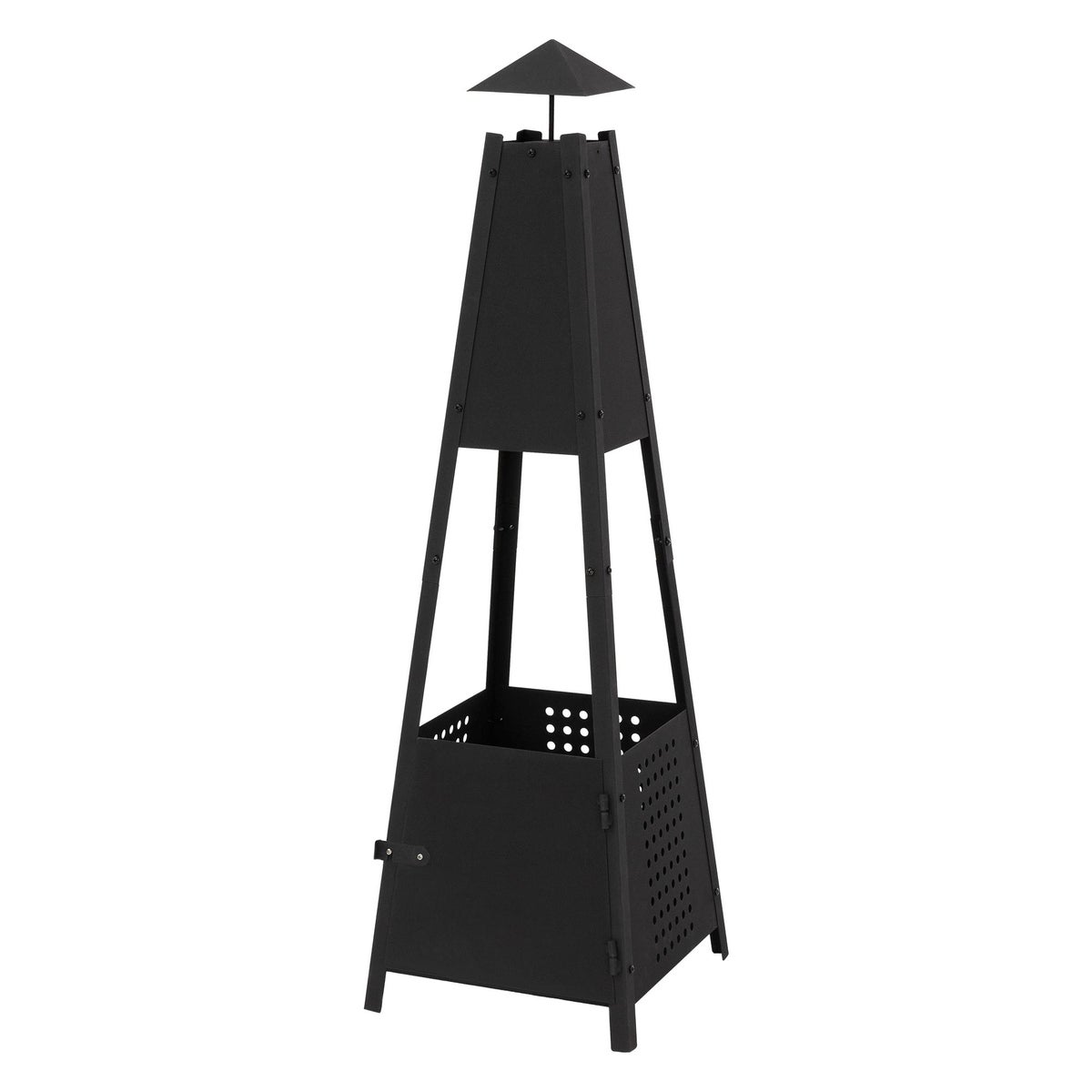 ML-Design Pyramiden Gartenkamin mit Schornstein aus Metall in Schwarz 100 cm hoch, Wetterfester Outdoor Terrassenofen/Terrassenkamin als Feuerschale oder Feuerkorb für Terrasse, Garten &amp; Camping