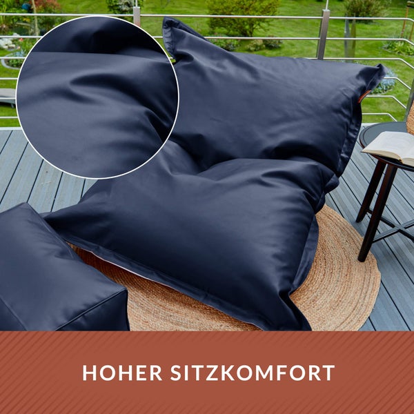 Green Bean XXL Riesen-Sitzsack aus Kunstleder mit EPS Perlen Füllung  - 140 x 180 cm 380 Liter - Bean Bag Sitzkissen Sitzpuff Sitzsessel Bodenkissen Lounge - Dunkelblau