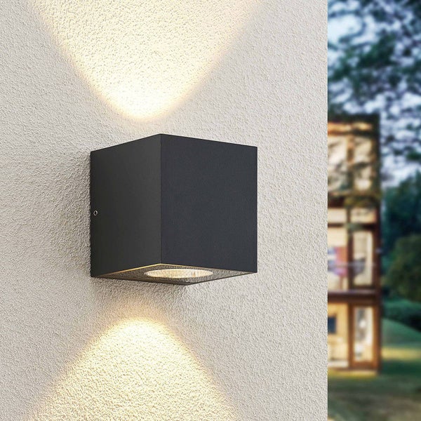 Arcchio LED Wandleuchte außen Tassnim (Modern) in Schwarz aus Aluminium (2 flammig, ) - Außenwandleuchten Wandlampe Led Außenlampe Outdoor für Außenwand/Hauswand Haus Terrasse &