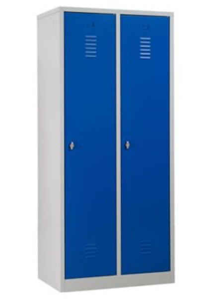 PROREGAL Garderobenspind Camel 2-Fächer HxBxT 180 x 80 x 50 cm Vorhängeschloss Grau-Blau