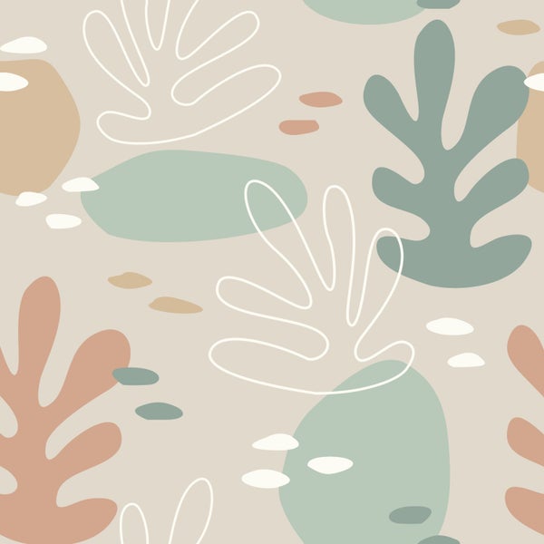 Abstraktes Muster mit Blattformen und organischen Formen