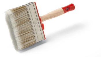 Flächenstreicher mit Holzstiel und Kunststoffelementen für Malerarbeiten