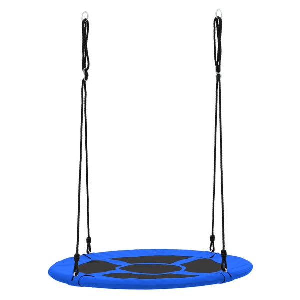 ECD Germany Nestschaukel Ø100 cm, Blau, Tellerschaukel für Kinder & Erwachsene, Höheverstellbare Kinderschaukel Outdoor, Hängeschaukel 150 kg belastbar, Gartenschaukel Rundschaukel geschlossener Sitz