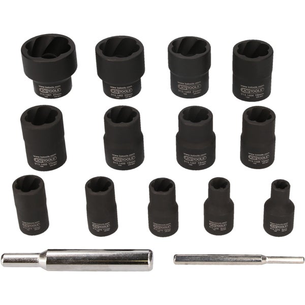 KS Tools Logo Steckschlüsselsatz Vielzahn für Innenvielzahn Schrauben, Größen von 6 mm bis 27 mm, mit Stiften