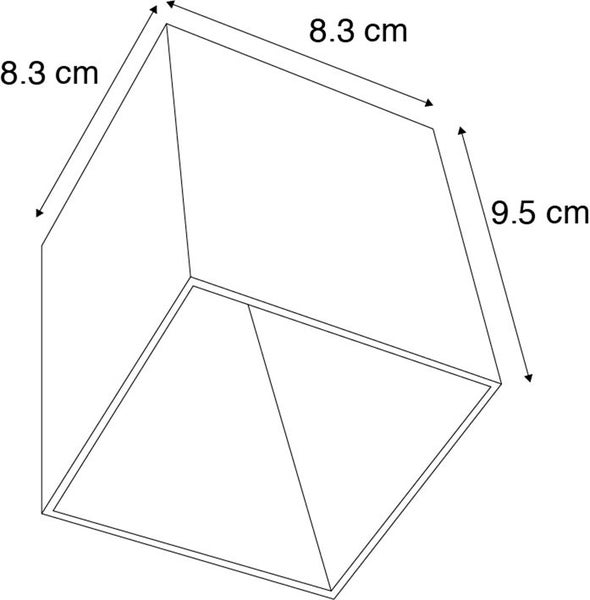 Technische Zeichnung eines Blumentopfes mit Maßangaben: 8,3 cm und 9,5 cm.
