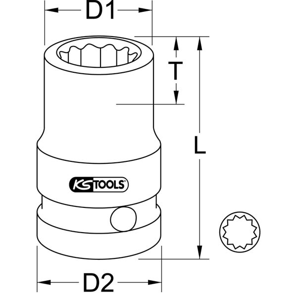 KS TOOLS 1/2 12-kant-Kraft-Stecknuss kurz 24 mm - 515.0924