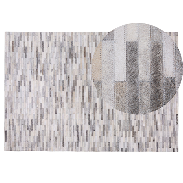 Teppich AHILLI Grau 140 x 200 cm Echtleder
