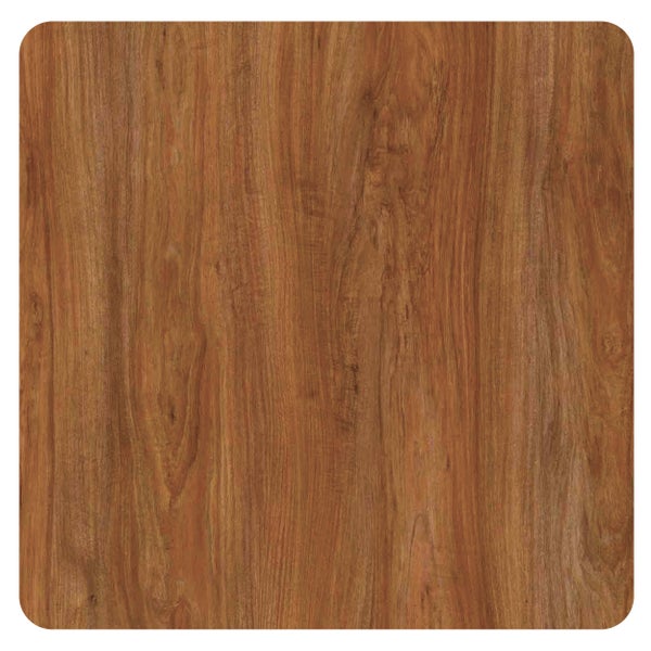 Holzoberfläche mit Maserung und abgerundeten Ecken.