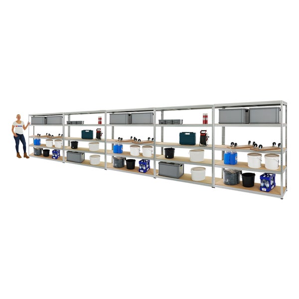 PROREGAL Mega Deal 5x Schwerlastregal Giant Elephant HxBxT 180 x 150 x 45 cm Fachlast 200 kg Verzinkt