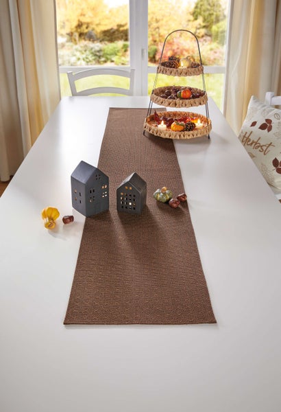 FRANK FLECHTWAREN | Tischläufer Coffee Brown, POLYESTER, HOLZ, 30 x 160 cm
