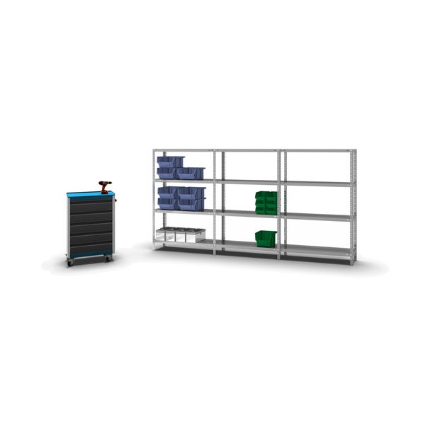 PROREGAL Fachbodenregal Schraubsystem Light-Duty Grundregal HxBxT 150 x 100 x 30 cm 4 Ebenen Fachlast 125 kg Beidseitig Nutzbar Verzinkt