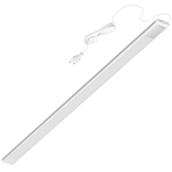Riva LED Unterbauleuchte flach 90cm neutralweiß 4000K silber mit Schalter Unterschrankleuchte Küche mit Kabel