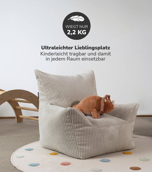 mokebo Kindersessel aus Cord 'Der Pausenheld', Sitzsack Kinder, Kindersitzsack in Beige