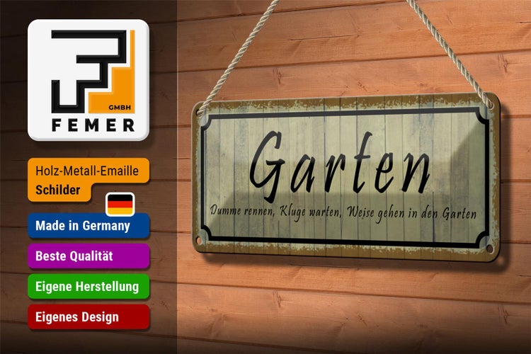 Blechschild Spruch 27x10cm Garten dumme rennen kluge warten Dekoration