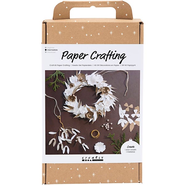 Creativ Company  Kreativ Set Papierdeko, Kranz, Weiß, Hellnatur