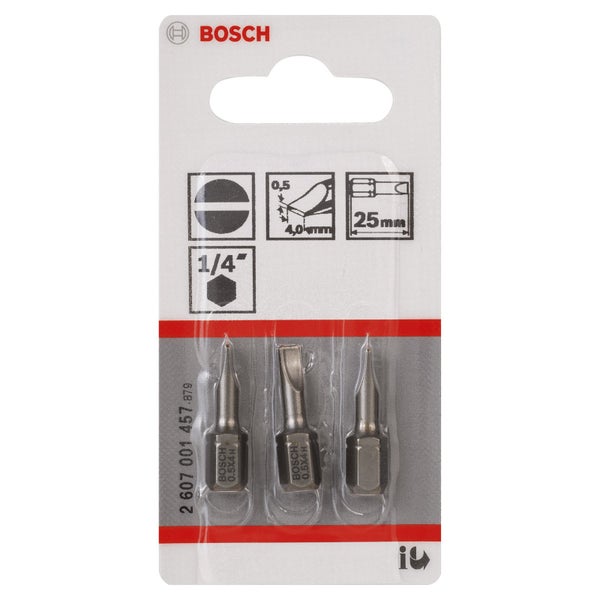 Bosch 3x Schrauberbit Extra-Hart, S 0,5 x 4,0, 25 mm - 2607001457