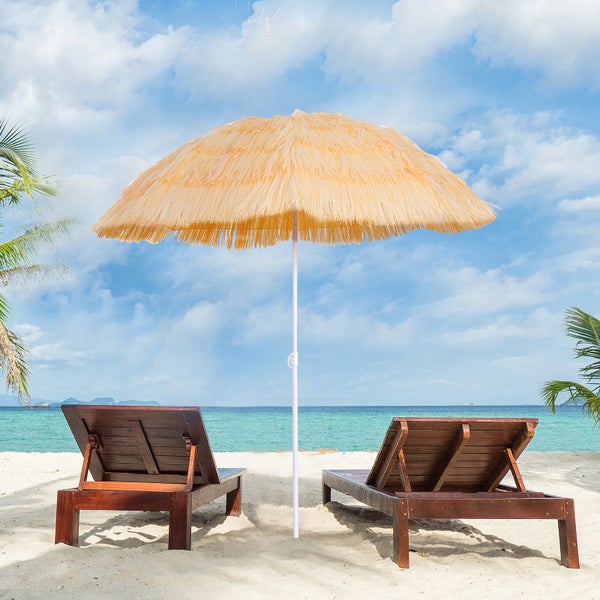 Outsunny Sonnenschirm Strand Ø160cm windfest stabil Strandschirm höhenverstellbar und neigbar UV-Schutz sturmfest Balkon-Schirm faltbarer Gartenschirm für Reisen, Strand, Balkon Beige