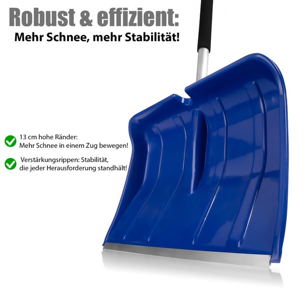 Blaue Schneeschaufel mit Aluminiumkante