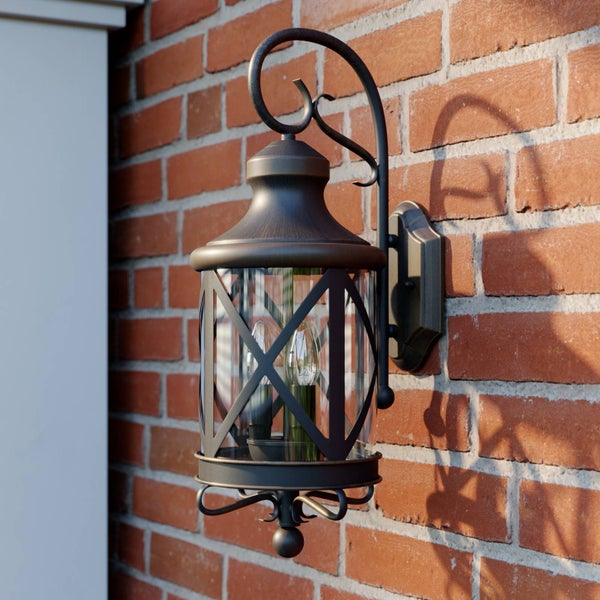 Lindby Wandlampe außen Laterne rostfarben, Aussenwandleuchte IP23 3x E14 max. 40W ohne Leuchtmittel Außenleuchte Hauswand Wandleuchte aussen