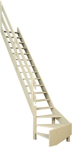 HandyStairs Müllertreppe „Rustic70“ – Vierteldrehung links – Höhe 280 cm – 13 Stufen aus Buchenholz