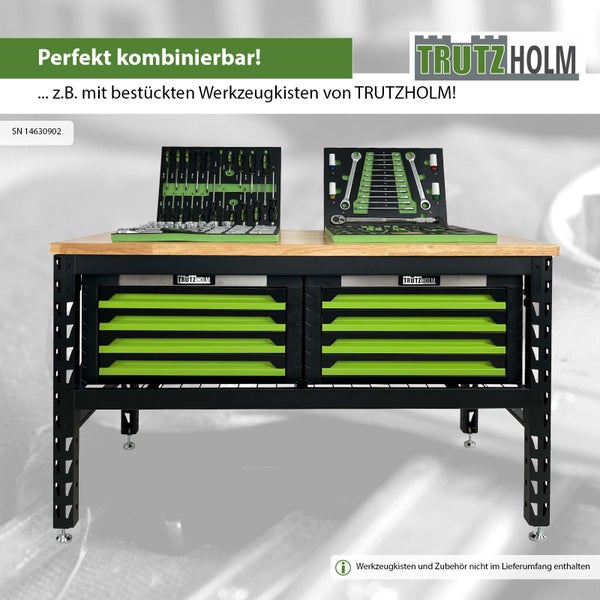 Werkbank 153x62x99 cm 500 kg Stahlgestell Hartholzplatte Werktisch Arbeitstisch Tisch Werkstatttisch