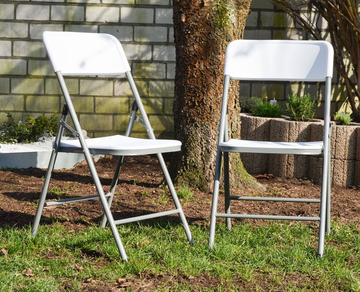 AMANKA 2er Set Klappstuhl bis 150kg - 50x46x83,5 Gartenstuhl Klappbar - Balkonstuhl Kunststoff Weiß