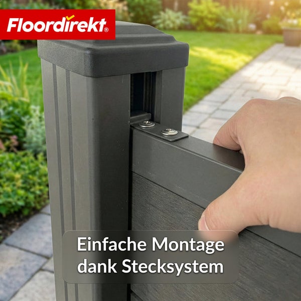 Detailansicht eines Zaunpfostens mit Stecksystem für einfache Montage