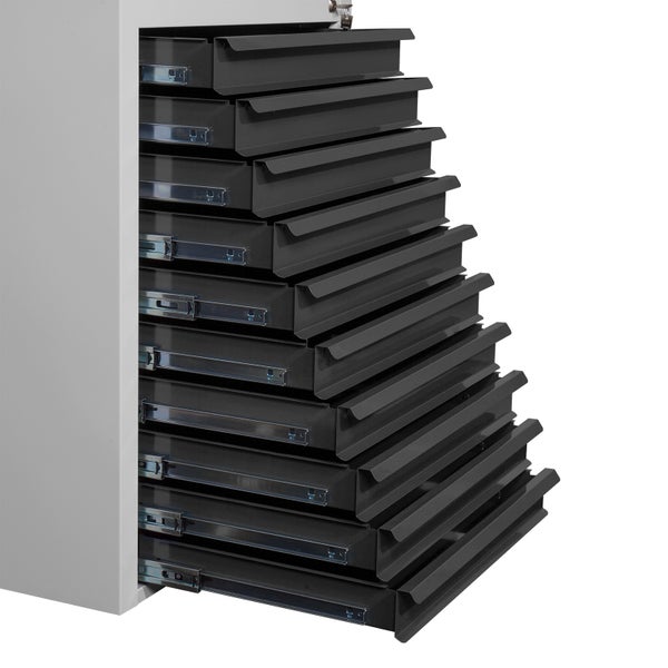 PROREGAL Schubladenschrank Kobra mit 10 Schubladen + Gummiauflage | HxBxT 90x71x55cm | Lichtgrau/Anthrazitgrau | Schubladenbox, Werkzeugschublade