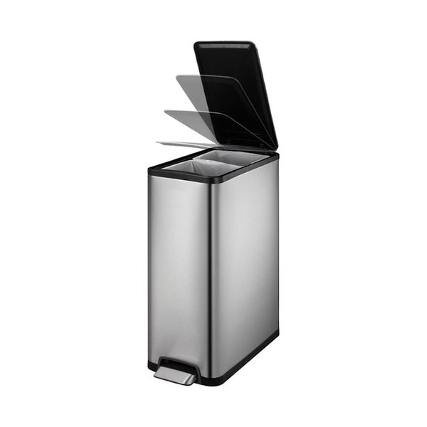 PROREGAL Stilvoller Treteimer Aus Mattem Edelstahl 40 Liter HxBxT 66,1 x 27,6 x 53,3 cm 2 Inneneimer Silber