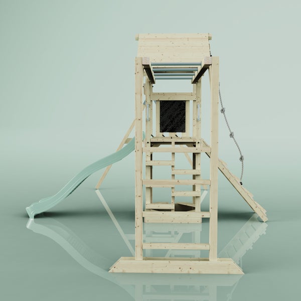OutdoorToys Spielturm Örebro aus Holz in Grün Trapezstange