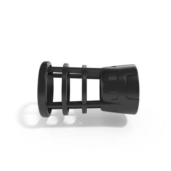 Schwarzer Filterkorb aus Kunststoff für Pumpen oder Leitungen.