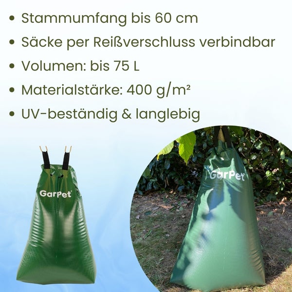 Garpet Bewässerungssäcke zur Baumbewässerung, bis zu 75 Liter Volumen