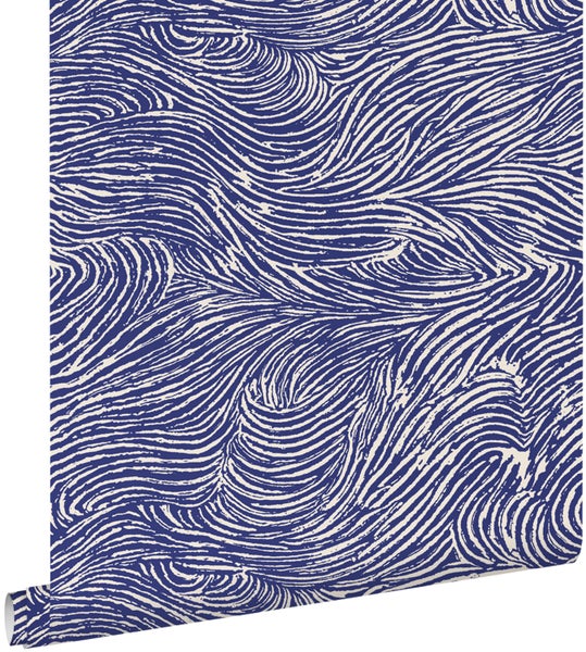 ESTAhome Tapete 3d Wellenförmige Linien Dunkelblau - 50 x 900 cm - 131581