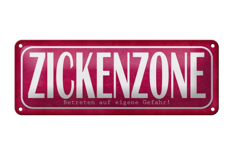 Blechschild Spruch 27x10cm Zickenzone eigene Gefahr Dekoration