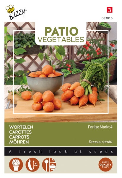 Buzzy Patio Vegetables Carrot Seed Packet