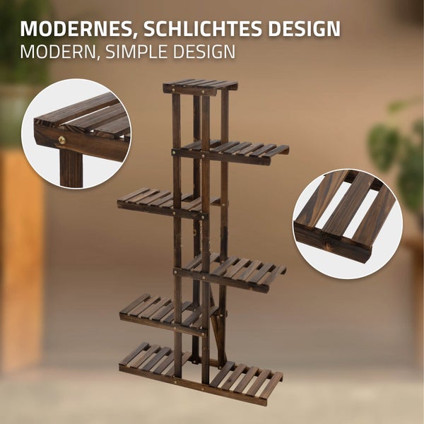 ML-Design Blumenregal aus Holz, 75x27,5x140 cm, Pflanzenregal 6 Ebenen, Blumentreppe 6 Etagen, Pflanzentreppe, Pflanzenständer, Gartenregal Draußen, Blumenständer für Balkon Wohzimmer Garten Outdoor