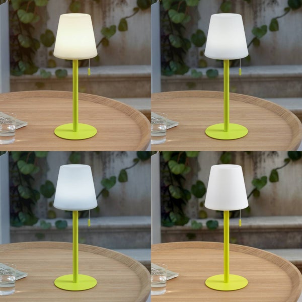 Lindby LED Akkutischlampe höhenverstellbar, Lichtfarbe 3-stufig einstellbar Akku Tischlampe kabellos aufladbare tragbare Tischleuchte Garten IP44