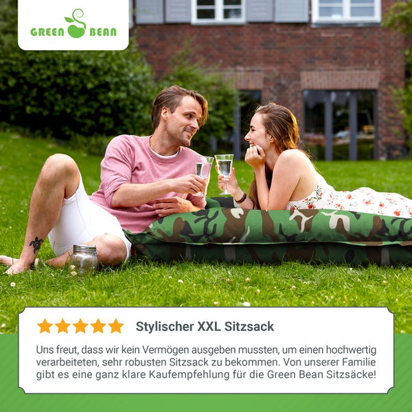 Green Bean Sitzsack XXL 140x180cm 380 Liter Kinder & Erwachsene Bean Bag EPS Perlen Füllung Riesensitzsack Groß Draußen Outdoor Liegekissen Waschbar Wetterfest Lounge Sitzkissen Bodenkissen Türkis
