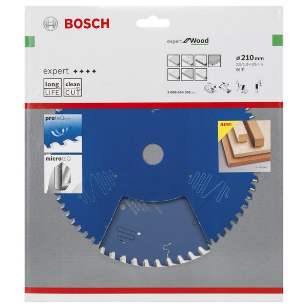 Bosch Kreissägeblatt Expert for Wood für Handkreissägen 210 x 30 x 2,8 mm 56 - 2608644061