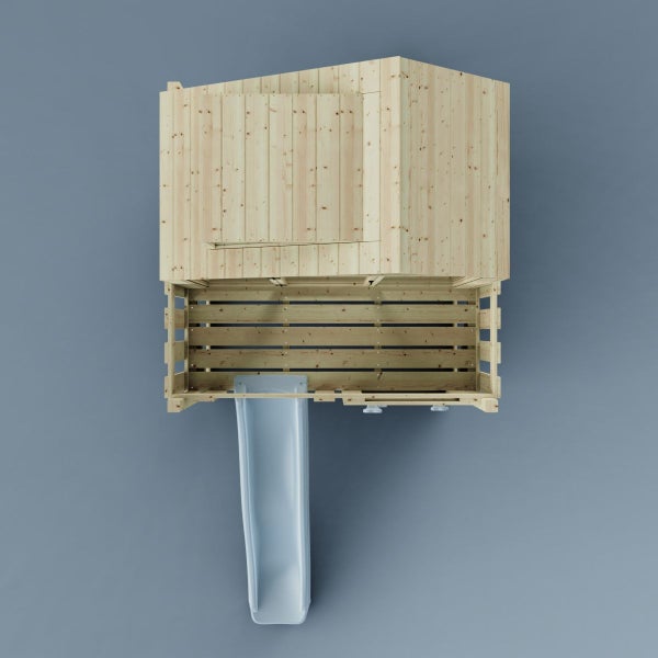 Holzspielhaus mit Rutsche, Aufsicht