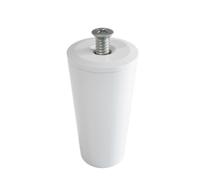 Weißes Möbelfuß aus Kunststoff mit Schraube