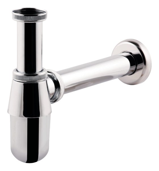 Sanitop-Wingenroth Flaschengeruchsverschluss | Tassensiphon in 1 1/4 x 32 mm | ideal für kleine Bäder | Metall | Chrom | 221221